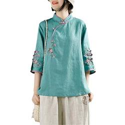 JXQXHCFS Altes chinesisches Oberteil, bestickte Hanfu-Hemden, orientalische Kleidung, traditionelle chinesische Leinenbluse, Damen colour1 XL von JXQXHCFS