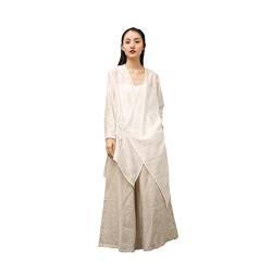 JXQXHCFS Chinesische Kleidung Damen Sommerblusen schnüren traditionelles chinesisches Hemd aus dünnem Leinen Hanfu Damen chinesische Tops HY001 One Size von JXQXHCFS