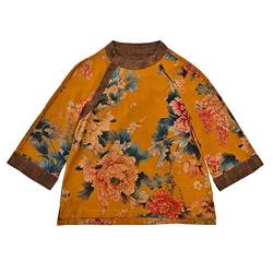 Traditionelle chinesische Kleidung Frauen Seide Cheongsam Top Vintage Qipao Shirt Blumendruck Qipao Kostüm HY001 S von JXQXHCFS