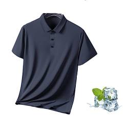 JYDQM Kurzärmliges Herren-Poloshirt aus Eisseide,klassisches Herren-Poloshirt aus Eisseidenstoff,schnell trocknendes Kurzarm-Poloshirt aus Eisseide mit kühlem Gefühl (Dunkelgrau,2XL) von JYDQM