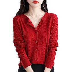 JYHBHMZG Damen-Kaschmirpullover,Damen-Kaschmir-Strickjacke,gestrickte Jacke,Damen-Cardigan Red L von JYHBHMZG