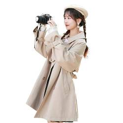 JYHBHMZG Frühling Herbst Mittellanger Frenulum Damen Trenchcoat Doppelreihiger Japanischer Stil Damenmantel Milk tea coffee M von JYHBHMZG