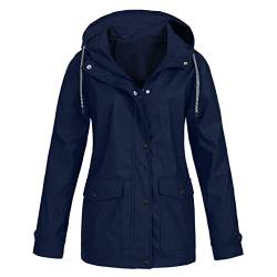 JYJXFD Regenjacke Frauen Leichter Regenmantel Wasserdicht Windbreaker Gestreift Klettern Aktiv Outdoor Trenchcoats mit Kapuze von JYJXFD