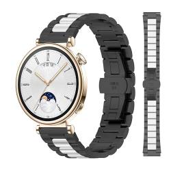 JYMYI 18mm Ersatzband Uhrenarmbänder für Huawei Watch GT4 41mm Armband, Edelstahl Watchband Ersatzarmbänder Bracelet Armbänder für Huawei Watch GT4 41mm Uhrenarmband Armbinde Gurt (Schwarz Silber) von JYMYI