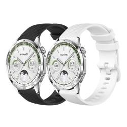 JYMYI 2Pcs 22mm Uhrenarmband für Huawei Watch GT2 Pro/Watch GT 2e Armband, Silikon Band Ersatzband Armbänder für Huawei Watch GT4 / GT3 / GT2 / GT 46mm Uhrenarmbänder Armbinde Gurt (Schwarz Weiss) von JYMYI