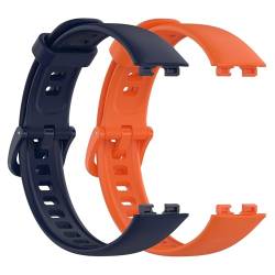 JYMYI 2Pcs Ersatzarmbänder für Huawei Band 8 Smartwatch Armband, Huawei Band 8 Silikon Armbinde Gurt Uhrenarmband, Komfortabel Armbänder für Huawei Band 8 Uhrenarmbänder Ersatzband (Blau Orange) von JYMYI