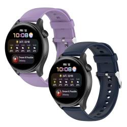 JYMYI 2Pcs Smartwatch Armband für Huawei Watch GT4 / GT3 46mm Uhrenarmbänder, 22mm Bracelet Armbinde Silikon Ersatzband Uhrenarmband für Huawei Watch 4 Pro/Watch GT 2e Armbänder (Lila Blau) von JYMYI