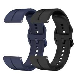 JYMYI 2Pcs Sport Bracelet Uhrenarmband für Huawei Watch GT4 46mm Smart Watch Armband, 22mm Breathable Silikon Ersatzband Armbänder für Huawei Watch GT4 46mm Uhrenarmbänder Armbinde Gurt (Blau Schwarz) von JYMYI