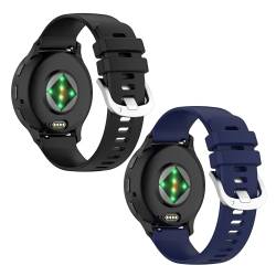 JYMYI 2Pcs Uhrenarmbänder für Garmin Vivoactive 4S / Forerunner 265S Smartwatch Armbänder, 18mm Náramek Silikon Armbinde Uhrenarmband für Garmin Venu 3S / Venu 2S Armband Ersatzband (Schwarz Blau) von JYMYI