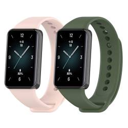 JYMYI 2Pcs Uhrenarmbänder für Honor Band 9 Smartwatch Armband Zubehör, Honor Band Watch 9 Uhrenarmband Silikon Ersatzarmbänder Armbinde Gurt, Ersatzband für Honor Band 9 Armbänder (Rosa Grün) von JYMYI