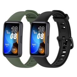 JYMYI 2Pcs Uhrenarmbänder für Huawei Band 8 Smartwatch Armband, Huawei Band 8 Ersatzarmbänder Silikon Armbinde Gurt, Wrist Strap Armbänder für Huawei Band 8 Ersatzband Uhrenarmband (Grün Schwarz) von JYMYI