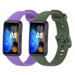 JYMYI 2Pcs Uhrenarmbänder für Huawei Band 8 Smartwatch Armband, Huawei Band 8 Ersatzarmbänder Silikon Armbinde Gurt, Wrist Strap Armbänder für Huawei Band 8 Ersatzband Uhrenarmband (Lila Grün) von JYMYI