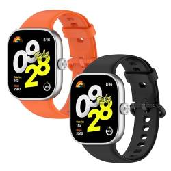 JYMYI 2Pcs Uhrenarmbänder für Mi Band 8 Pro Smartwatch Armband, Xiaomi Mi Band 8 Pro Armbänder Silikon Ersatzarmbänder, Armbinde Gurt für Xiaomi Mi Band 8 Pro Uhrenarmband Ersatzband (Orange Schwarz) von JYMYI