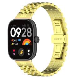 JYMYI Ersatzband Armband für Xiaomi Redmi Watch 4 Watchband Strap, Edelstahl Ersatzarmbänder Armbinde Gurt Uhrenarmband Bracelet Armbänder für Xiaomi Redmi Watch 4 Uhrenarmbänder (Gold) von JYMYI