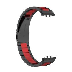 JYMYI Smartwatch Armband für Galaxy Fit 3 Uhrenarmband, Edelstahl Ersatzarmbänder Armbinde Gurt Galaxy Fit 3 Uhrenarmbänder, Bracelet Armbänder für Galaxy Fit 3 Ersatzband Watchband (Schwarz Rot) von JYMYI