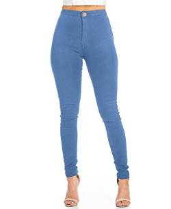 EASTDAMO Frauen-Ausdehnung-hohe Taille dünne Jeggings dünne Jeans, Light Blue, Gr. XS von JYONE