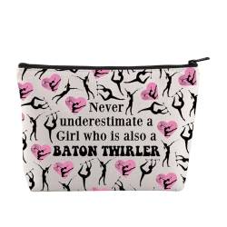 JYTAPP Baton Twirler Kosmetiktasche Mädchen Twirl Dancing Geschenk Majorette Geschenk Never Underestimate a Girl is a Baton Twirler Make-up-Tasche, Beige von JYTAPP