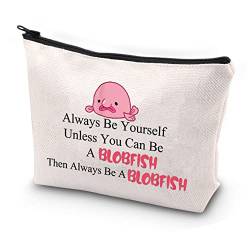 JYTAPP Blobfish Gifts Make-up-Tasche für Tierliebhaber, Always Be Yourself Unless You Can Be A Blobfish Kosmetiktasche für Geldbörse, Reisen, Make-up-Tasche, Blobfisch-Liebhaber, Geschenke, Beige von JYTAPP