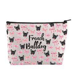 JYTAPP Frenchie Gift Kosmetiktasche für Hundeliebhaber, Kosmetiktasche mit Reißverschluss, Make-up-Tasche, Französische Bulldogge, Geschenk, Beige von JYTAPP