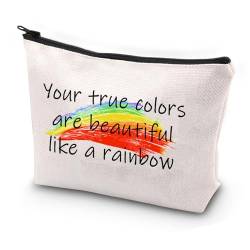 JYTAPP Sänger-inspiriertes Geschenk, Ihre wahren Farben sind schön wie ein Regenbogen-Make-up-Tasche, Musikliebhaber, Kosmetiktasche, Sänger-Geschenk, Beige von JYTAPP