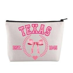 JYTAPP Texas Coquette State Kosmetiktasche Texas Est 1845 Girlie Coquette Bow Make-up Tasche Texas Preppy Geschenk, Beige von JYTAPP