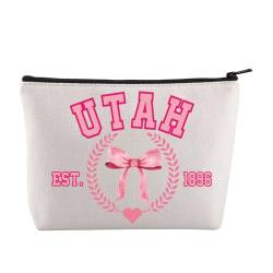 JYTAPP Utah Coquette State Kosmetiktasche Utah Est 1896 Girlie Coquette Bow Make-up Tasche Utah Preppy Geschenk Kokette Est 1896, Beige von JYTAPP