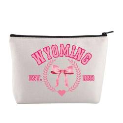 JYTAPP Wyoming Coquette State Kosmetiktasche Wyoming Est 1980 Coquette Era Girlie Coquette Schleife Reißverschluss Make-up Tasche adrettes Geschenk, Beige von JYTAPP