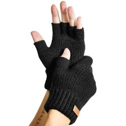 JYUYNY Fingerlose Handschuhe,Handschuhe fingerlos - Fingerless Gloves,Winter warme Strick handschuhe,Laufen Radfahren Fahren für Herren und Damen. (Schwarz) von JYUYNY