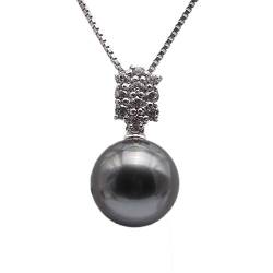 JYX Echte AAA tahiti perle Perlenkette Tahiti 9,5 mm kultivierte schwarze Tahiti-zuchtperle Anhänger Halskette in Sterling Silber 45 cm von JYX Pearl
