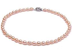 JYX elegante Perlenkette für Frauen, ovale rosa Süßwasserperlen mit 7-8 mm Durchmesser, 45,7 cm lange Kette von JYX Pearl