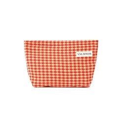 JZ Canvas Cosmetic Bag Bulk Makeup Bags with Zipper Travel Portable Multipurpose Pouch Cosmetic Bag Pencil Case Travel Toiletry Holiday Present Gift for Women -Checkered Bag, Orange Große karierte von JZ