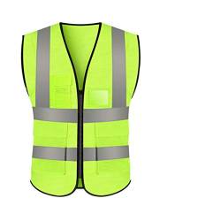 JZK Gelbe XL Mesh Sicherheitsweste mit Taschen und Reißverschluss, hohe Sichtbarkeit Sichere Netz Weste Warnweste reflektierende Jacke für Männer Frauen Erwachsene, hi viz Weste von JZK