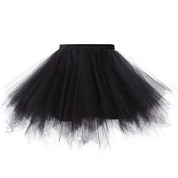 JZK Schwarz Flauschigen Tüll Rock Tutu mit Futter für Damen Teen Mädchen mit 62 cm ~ 85 cm Taille für Kostüm Karneval Bachelorette Maske Party von JZK