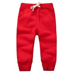 JZLPIN Unisex Baby Hose Kinder Baumwolle Pants Elastisch Taille Winter Jogginghose Sweathosen Rot 5Jahre von JZLPIN