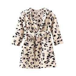 JZLPIN Unisex Baby Mit Kapuze Bademantel Kinder Flanell Pyjama Morgenmantel zum Jungen Mädchen Leopard 110 von JZLPIN