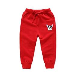 JZLPIN Unisex Kinder Jogginghose Elastisch Taille Baumwolle Lange Hose Baby Bottoms Rot 100cm von JZLPIN