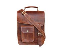 Jaald 11" Kleinleder Messenger Bag Umhängetasche Cross Body Vintage-Kurier-Beutel für Damen und Herren aus Schulranzen Mann Purse competible Mit iPad und Tablet von Jaald