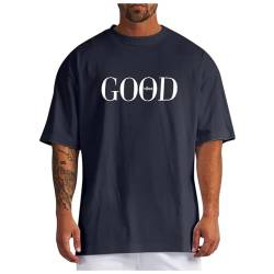 Oversized Tshirt Herren - Baumwolle Oversize Rundhals Shirts, Lose Kurzarm T-Shirt Vintage Buchstaben Drucken Oberteile Shirts Streetwear Tee Shirt Casual Sport Tops Männer Sportshirts von Jabidoos