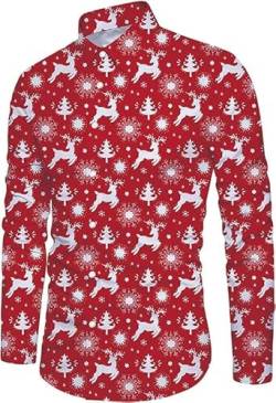 Jacansi Herren Lustige Gedruckte Weihnachts Pullover Hemden Langarm Festival Party Freizeitkleidung Rot 2XL von Jacansi