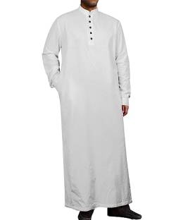 Jacansi Herren Nachthemden Bademantel Männer Nachthemd Lang Bademantel Baumwolle Für Herren Weiße XL von Jacansi