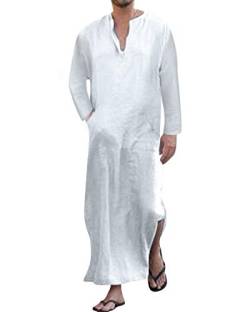 Jacansi Herren Schlafanzug Sauna Bademantel Männer Nachthemd Lang Schlafanzüge Für Herren Nachtwäsche Weiße L von Jacansi