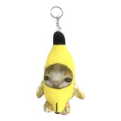 Jacekee Weinender Katzen-Schlüsselanhänger | Cartoon lustige Bananenkatze Schlüsselhaken für Geldbörse | Banana Meow Doll Schlüsselanhänger, süßer Charm-Schlüsselanhänger, Anti-Verlust von Jacekee