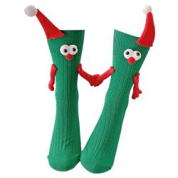 Magnetische Socken, die Hände halten,Freundschaftssocken Magnet - Weihnachts-Mid-Tube-Socken Neuheit 3D-Puppenpaar-Socken Socken, die Hände halten Jacekee von Jacekee