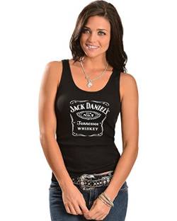 Jack Daniel's Whiskey Label Logo Black Ribbed Womens Tank Top - X-Large von Jack Daniel's