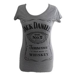 Jack Daniel's Women's T-Shirt Label Logo grau - L - offizielles Lizenzprodukt von Jack Daniel's