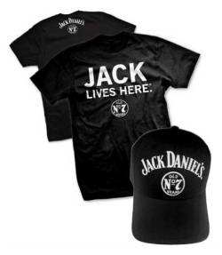 Jack Daniels Jack Daniels Herren Jack Lives Here S/S T-Shirt & Old No. 7 Cap 33261500JD-89, Schwarz, L von Jack Daniel's