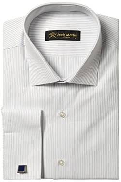 Jack Martin - Gestreiftes Hemd mit Manschettenknöpfen - Schmal geschnittenes Businesshemd für Herren (XXL, Blue) von Jack Martin London
