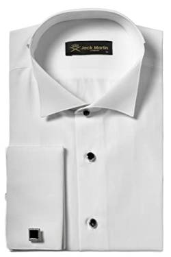 Jack Martin – Herren Kleid mit Flügelkragen und Smokinghemd mit Manschettenknöpfen, weiß, S von Jack Martin London