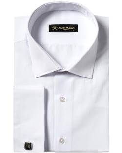 Jack Martin London Herren Businesshemd mit Manschettenknöpfen - Slim Fit Business Freizeit Anzugshemd Für Herren (White, 3XL) von Jack Martin London