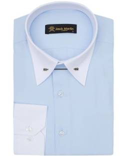 Jack Martin - Oxford Hemd mit Pin-Kragen – Formelle Herren Hochzeits und Anzughemden mit Nadelkragen (Blau, 3XL) von Jack Martin London